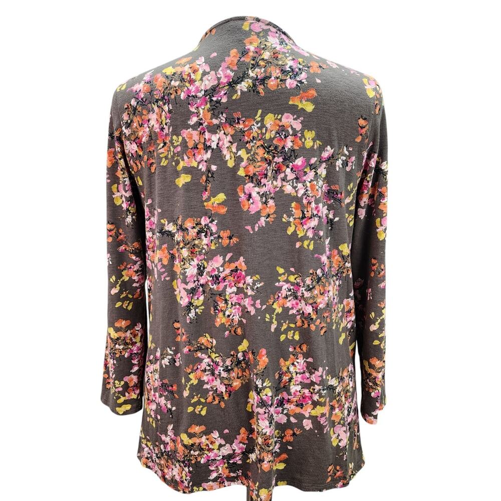 J. Jill Tunic Blouse Women's LARGE Petite Layered Brown Floral Top Career Casual - Picture 3 of 15